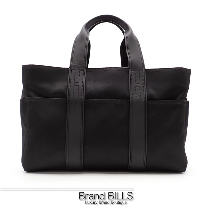 未当て嵌める品 ソルド品 HERMES エルメス アカプルコデフアレスMM トートバッグ ハンドバック Hロゴタイプ トワルシェブロン なめし革 黒いこと しろがね色金具 ユニ一発やる 【中古】