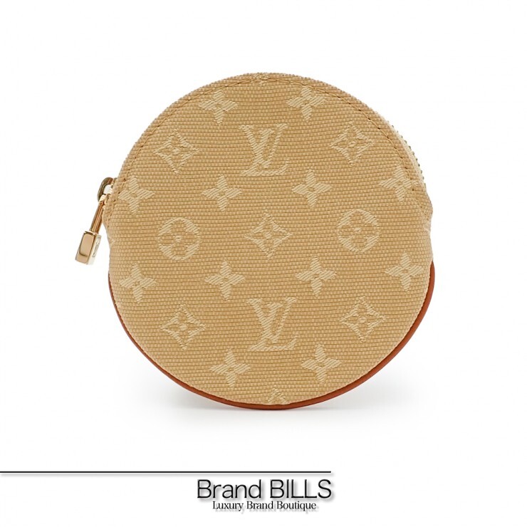 未当て嵌める品 LOUIS VUITTON ルイ ヴィトン ポルトモネ・ロン コインケース 御釣り入れ CT1024 モノグラム・ミニ 丸形 ベージュ系 ゴールド金具 レディース 【中古】