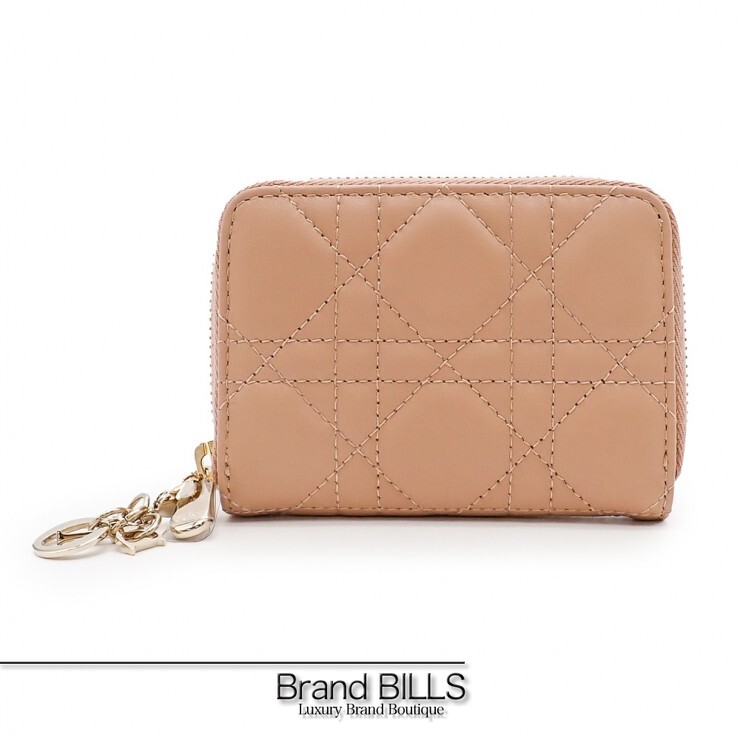 未当て嵌める品 Christian Dior ディオール レディディオール コインケース S0985ONMJ 子ヒツジひと肌 さくら色 レディース 【中古】
