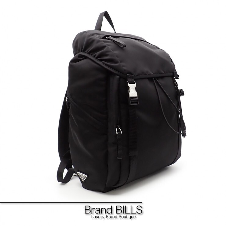 未使用品 PRADA プラダ バックパック リュック 2VZ062 トライアングルロゴ テスート ナイロン ブラック シルバー金具 ユニセックス 【中古】｜ブランドビルズ　Brand BILLS