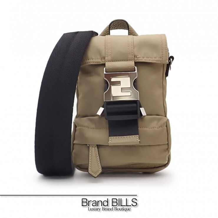 未使用品 FENDI フェンディ フェンディネス ショルダーバッグ クロスボディバッグ 7VZ068 ナイロン レザー ベージュ ユニセックス 【中古】｜ブランドビルズ　Brand BILLS
