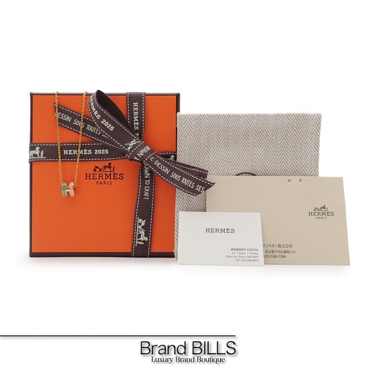 未使用品 HERMES エルメス ミニ・ポップH ロカバール ポップアッシュ ネックレス H100066F マラバル ミントグリーン ピンク イエローゴールド カニカン アクセサリー レディース 【中古】|ブランドビルズ Brand BILLS
