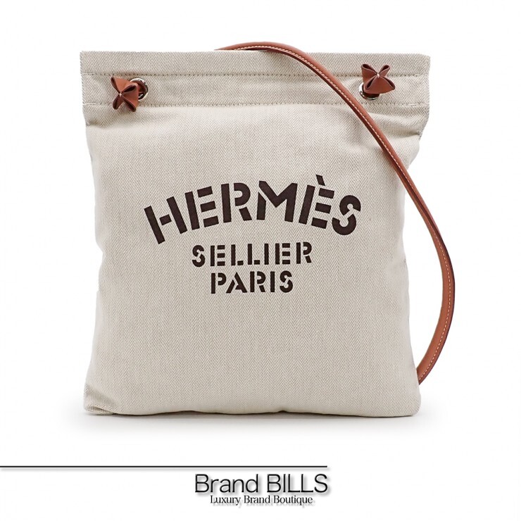 美品 HERMES エルメス サックアリーヌ MM ショルダーバッグ ワンショルダー 068487CK トワルシェブロン レザー ナチュラル ブラウン ユニセックス 【中古】｜ブランドビルズ　Brand BILLS