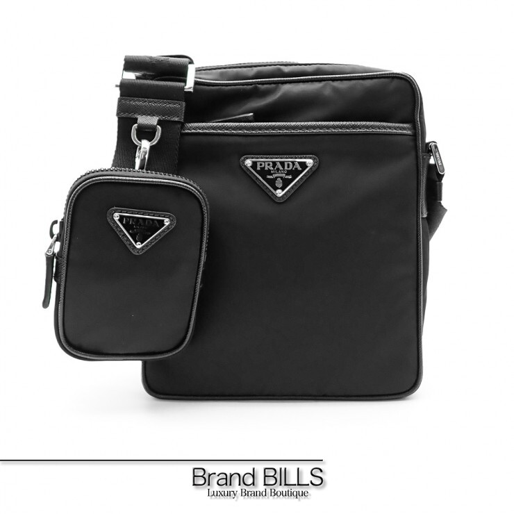 未使用品 PRADA プラダ Re-Nylon x サフィアーノレザー ショルダーバッグ 2VH112 リナイロン ブラック ユニセックス 【中古】｜ブランドビルズ　Brand BILLS