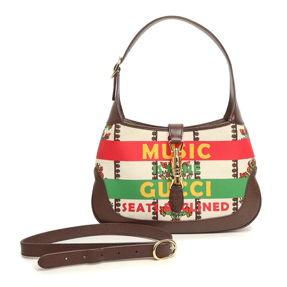 【未使用保管品】グッチ GUCCI ジャッキー 1961 スモール E Barrier&W Griffin The R 2way ショルダー ハンドバッグ 斜め掛け レザー クラウン ジャカード ブラウン 茶 ゴールド金具 636706|ブランドシティ BrandCity