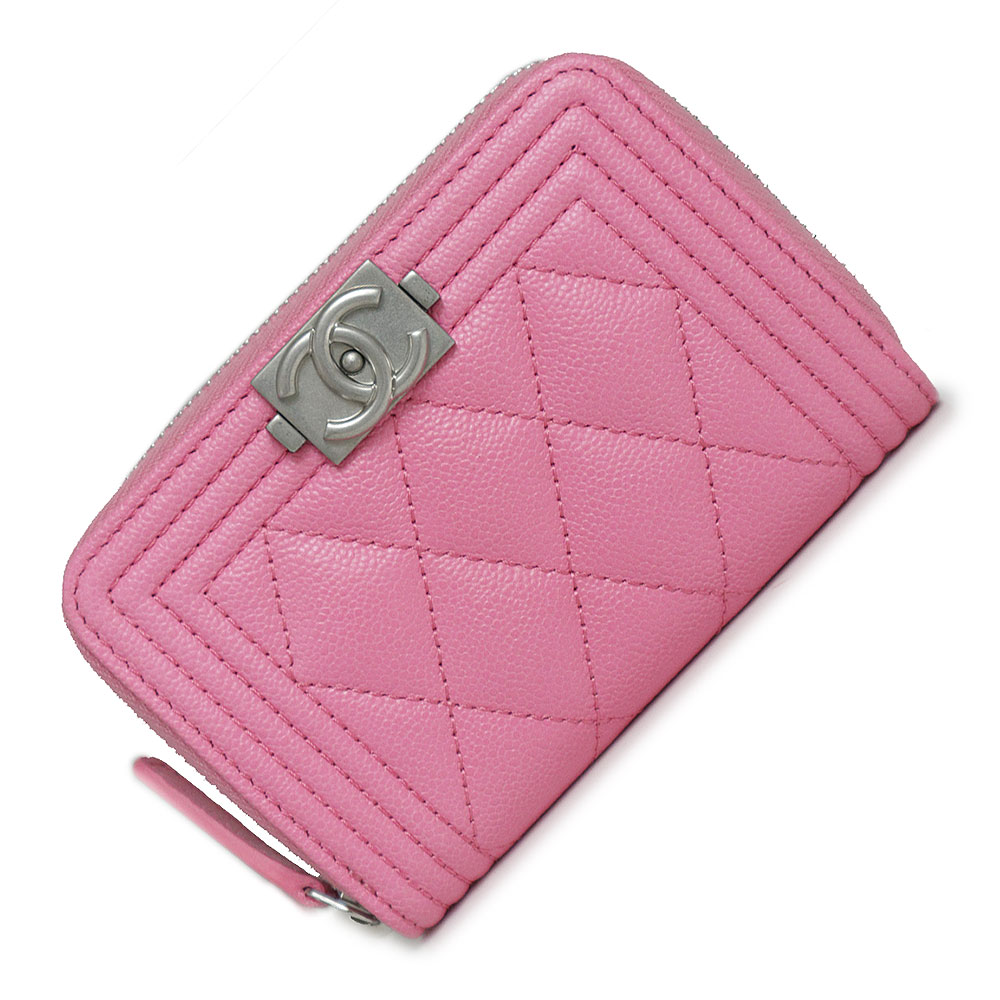 シャネル CHANEL キャビアスキン ココマーク ミニポーチ ピンク 箱有 Used 未使用】シャネル CHANEL 小銭入れ コインケース 財布