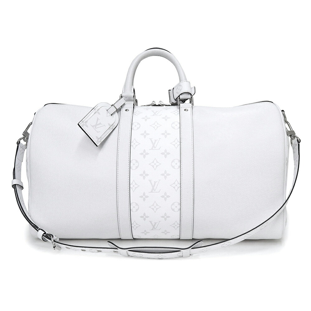 【未使用　展示品】ルイ ヴィトン LOUIS VUITTON キーポル バンドリエール 50 2way ショルダー ボストン ハンドバッグ 斜め掛け タイガ レザー モノグラム タイガラマ ホワイト 白 シルバー金具 M30885