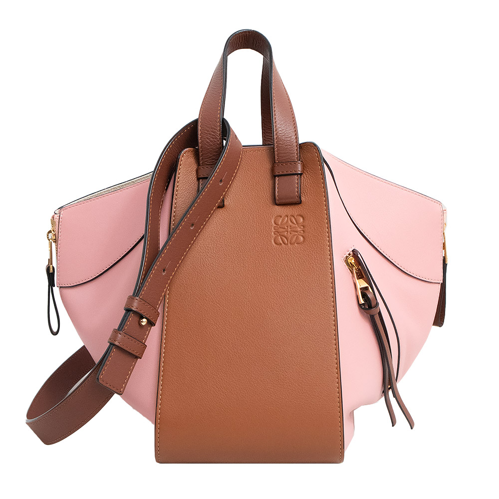 【新品・未当て嵌める品】ロエベ LOEWE ハンモック スモール 曲がった掛け 2Way 肩部 ハンドバック グレインカーフレザー タン ミディアムピンク 赤銅色 茶 ゴールド金具 387.30WS35