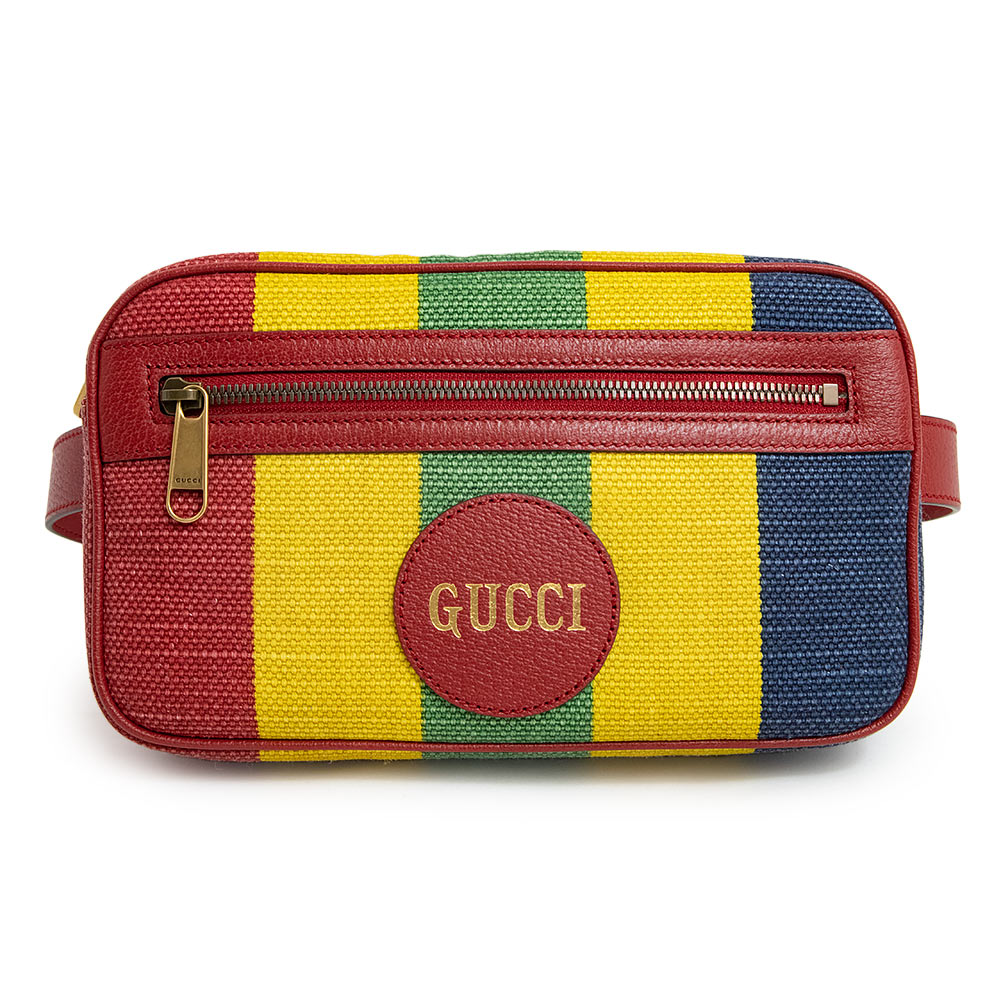 【新品・未使用品】グッチ GUCCI バイアデラ ウエストバッグ ウエストポーチ ベルトバッグ ストライプ コットンリネン レザー レッド マルチカラー 625895