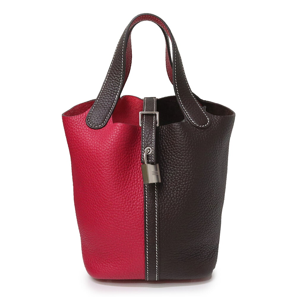 【未使用保管品】エルメス HERMES ピコタンロック カザック 18 PM ハンドバッグ トリヨンクレマンス レザー ルージュセリエ フランボワーズ ブラウン ピンク 茶 シルバー金具 Z刻印