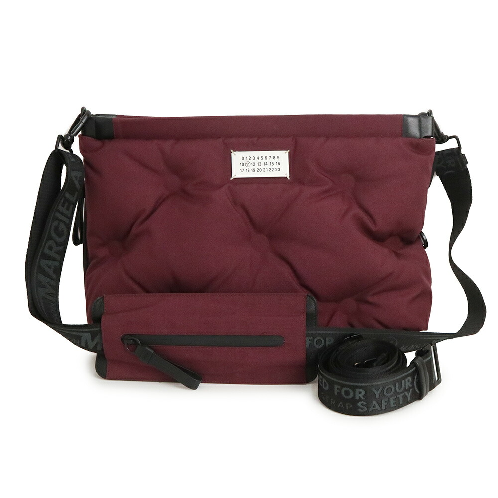 【中古】メゾン マルジェラ Maison Margiela グラムスラム 2WAY ショルダーバッグ 斜め掛け リュック バックパック キャンバス レザー ボルドー ブラック 赤 黒 ブラック金具 S55WA0061