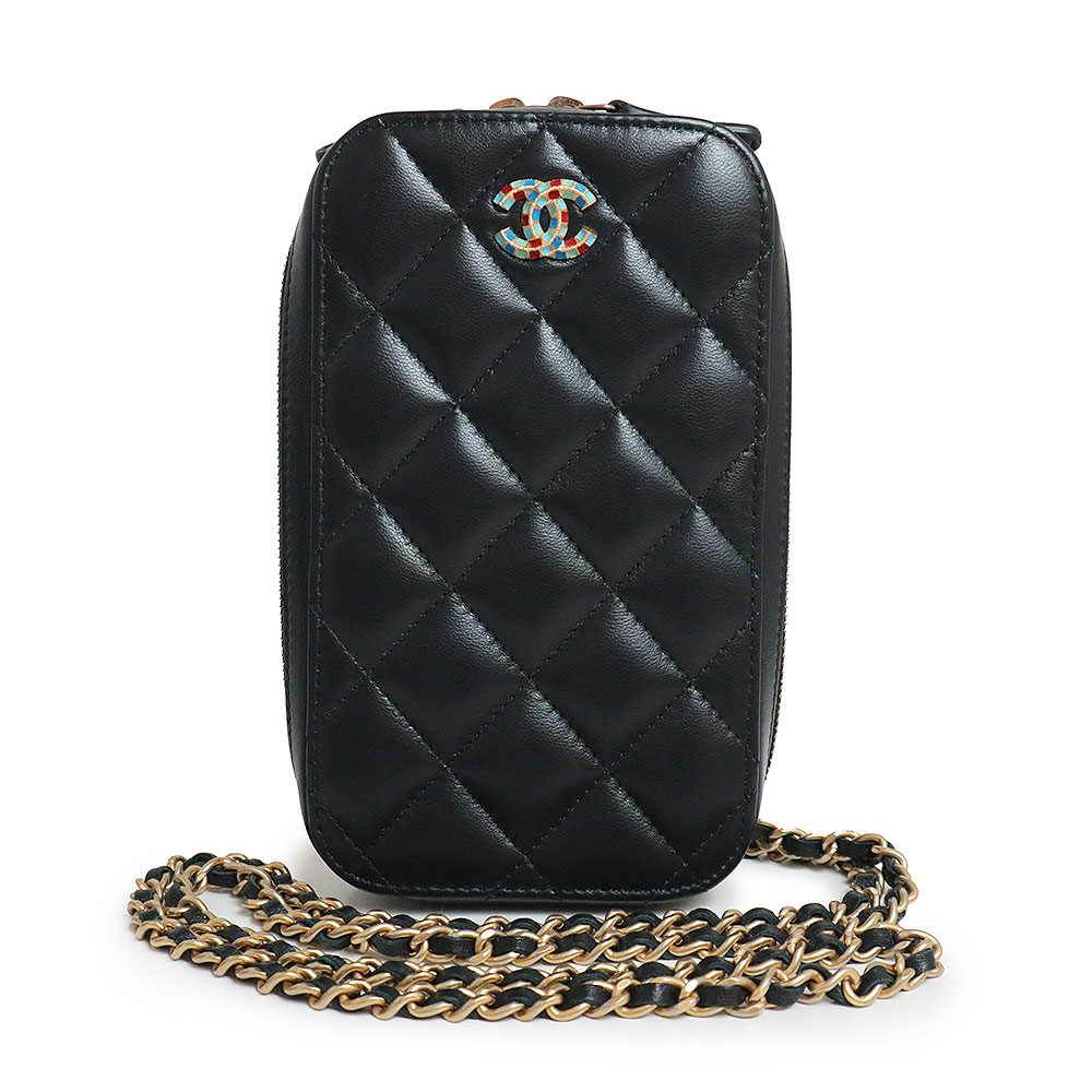 CHANEL - シャネル コイン チェーンショルダー バッグ スマホ フォンケース 携帯ケース 斜め掛け ラムスキン レザー ブラック 黒 ゴールド金具 CHANEL（新品・未使用品） 楽天市場】【未使用 展示品】シャネル CHANEL コイン チェーン