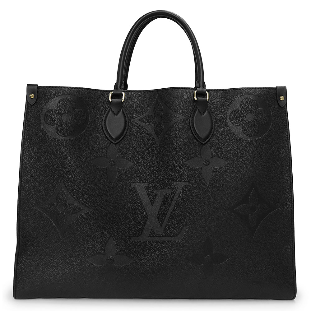 【美品】ルイ ヴィトン LOUIS VUITTON オンザゴー GM 2way トート ハンドバッグ モノグラムアンプラント レザー ブラック ノワール 黒 ゴールド金具 M44925