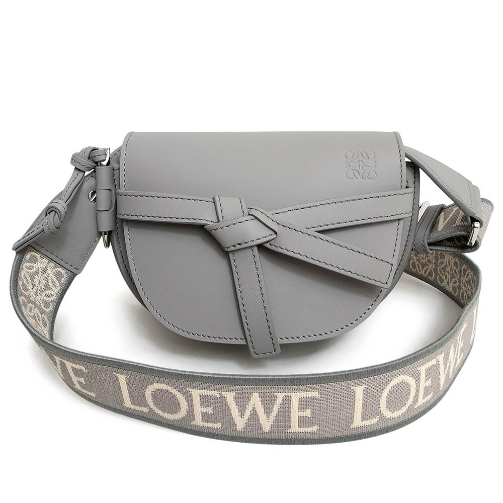 【未使用　展示品】ロエベ LOEWE ゲートデュアル バッグ ミニ ショルダーバッグ 斜め掛け ソフトカーフ レザー ジャガード パールグレー シルバー金具 A650N46X13