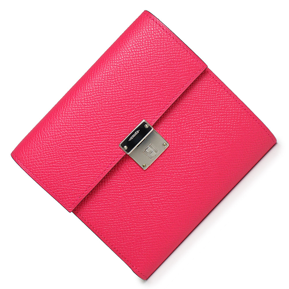 【新品・未使用品】エルメス HERMES クリック 12 三つ折り財布 ヴォーエプソン レザー ローズエクストリーム ピンク シルバー金具 A刻印