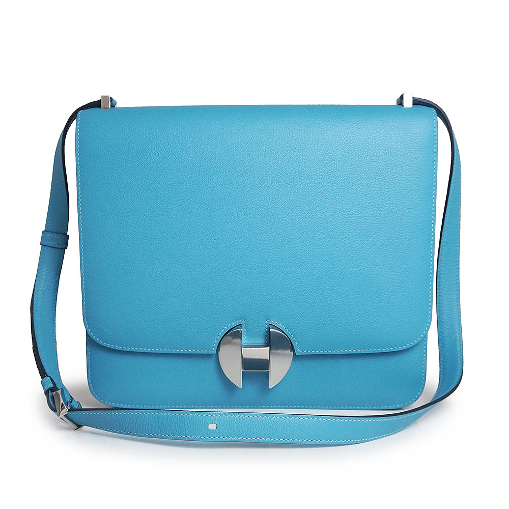 【未使用　展示品】エルメス HERMES サック エルメス 2002 26 ショルダーバッグ 斜め掛け ヴォーエバーカラー レザー ブルーデュノール 青 シルバー金具 D刻印