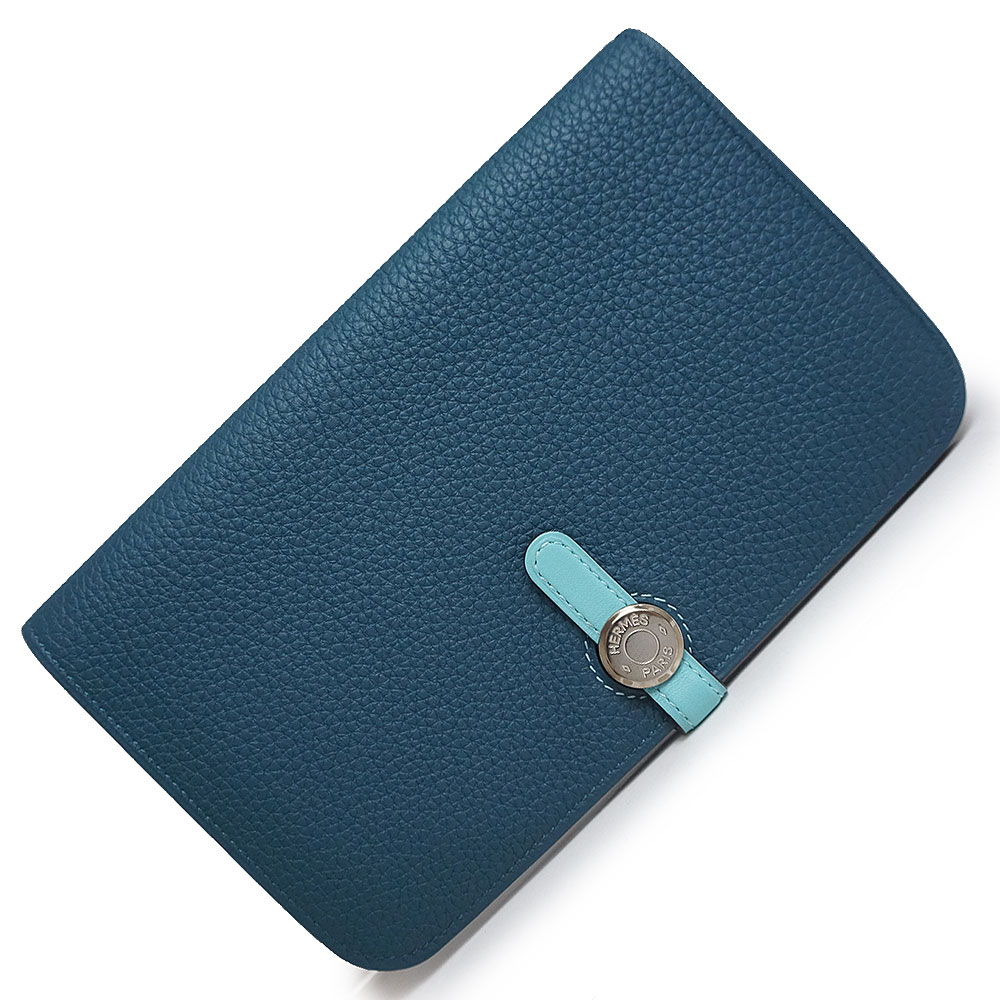 美品 エルメス ドゴン ロング スイフト 長財布 ブルー 青 シルバー金具 美品 エルメス ドゴン ロング スイフト 長財布 ブルー 青