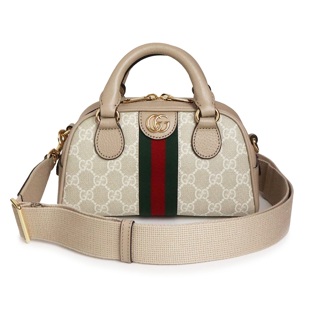 【未使用　展示品】グッチ GUCCI オフィディア GG ミニ 2way ショルダー ハンドバッグ 斜め掛け GGスプリームキャンバス ベージュ ホワイト 白 ゴールド金具 724606｜ブランドシティ　BrandCity
