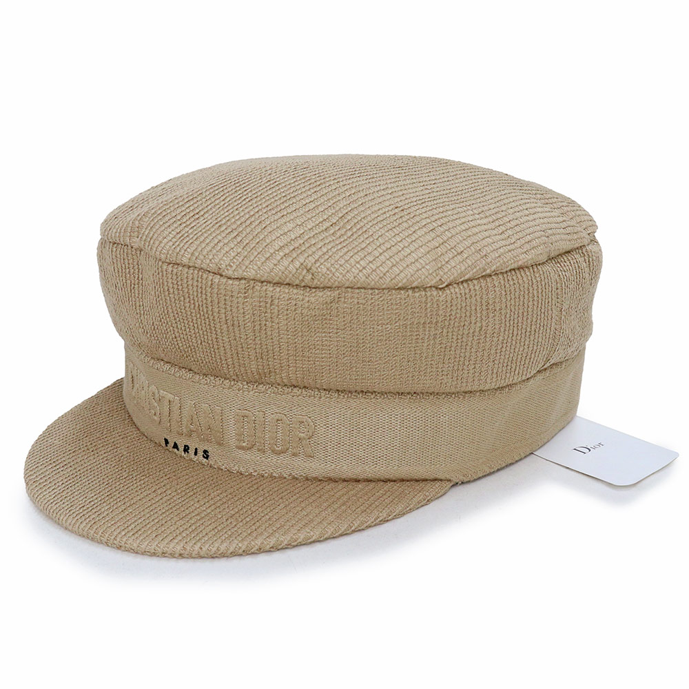 【未当て嵌める納める品】ディオール Christian Dior 刺しゅう ロゴタイプ キャスケット 旗がしら かぶり笠 綿織物 ポリエステル 人絹 #59 ベージュ 02DCP920A140