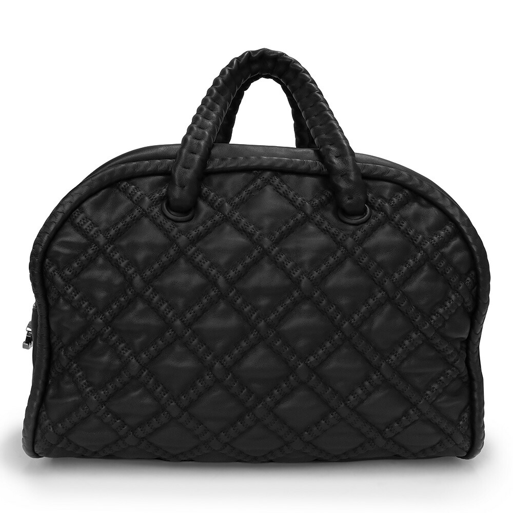 【中古】シャネル CHANEL ココマーク マトラッセ ステッチ トラベル ミニボストン ハンドバッグ 旅行鞄 ラムスキン レザー ブラック 黒 シルバー金具|ブランドシティ BrandCity