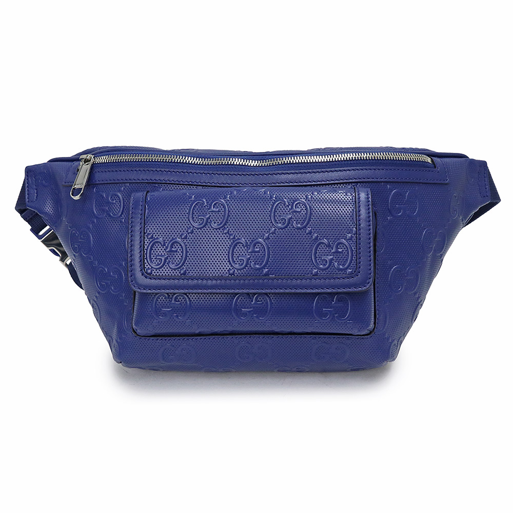 GUCCI ボディバッグ GGキャンバス レザー　ブルー GUCCI ボディバッグ GGキャンバス レザー ブルー