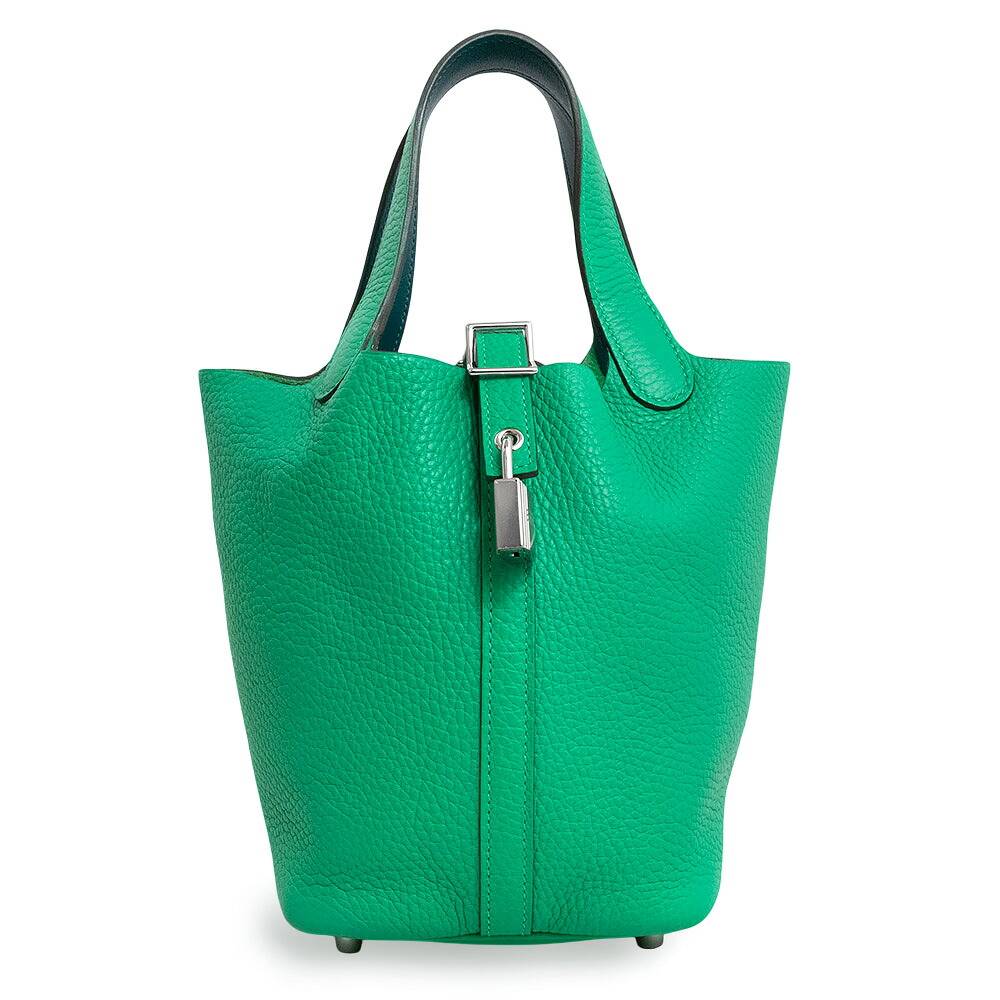【未使用　展示品】エルメス HERMES ピコタン ロック エクラ PM 18 ハンドバッグ トリヨンクレマンス ヴォースイフト レザー ミント ヴェールボスフォール グリーン 緑 シルバー金具 Y刻印 237,600円