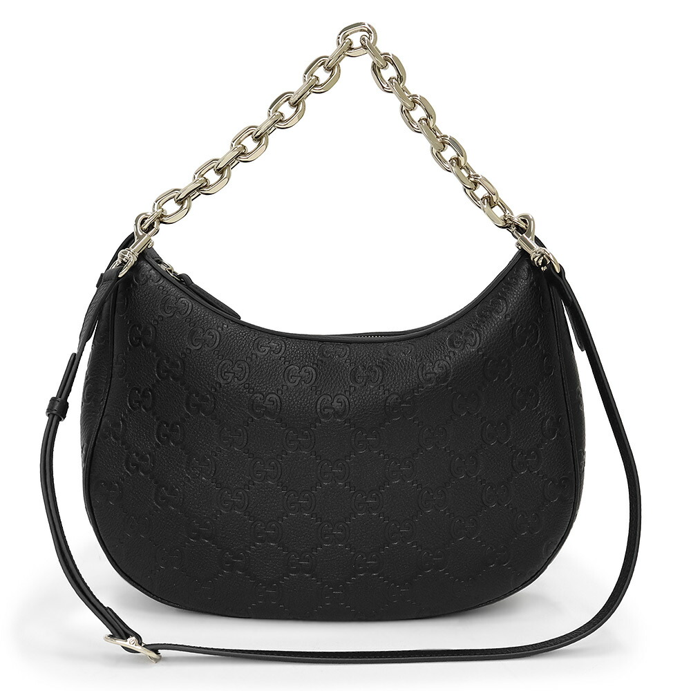 【新品・未使用品】グッチ GUCCI GGエンブレム ラージ チェーン 2way トート ショルダーバッグ 斜め掛け GGエンボスレザー ブラック 黒 ライトゴールド金具 820453 箱付｜ブランドシティ　BrandCity