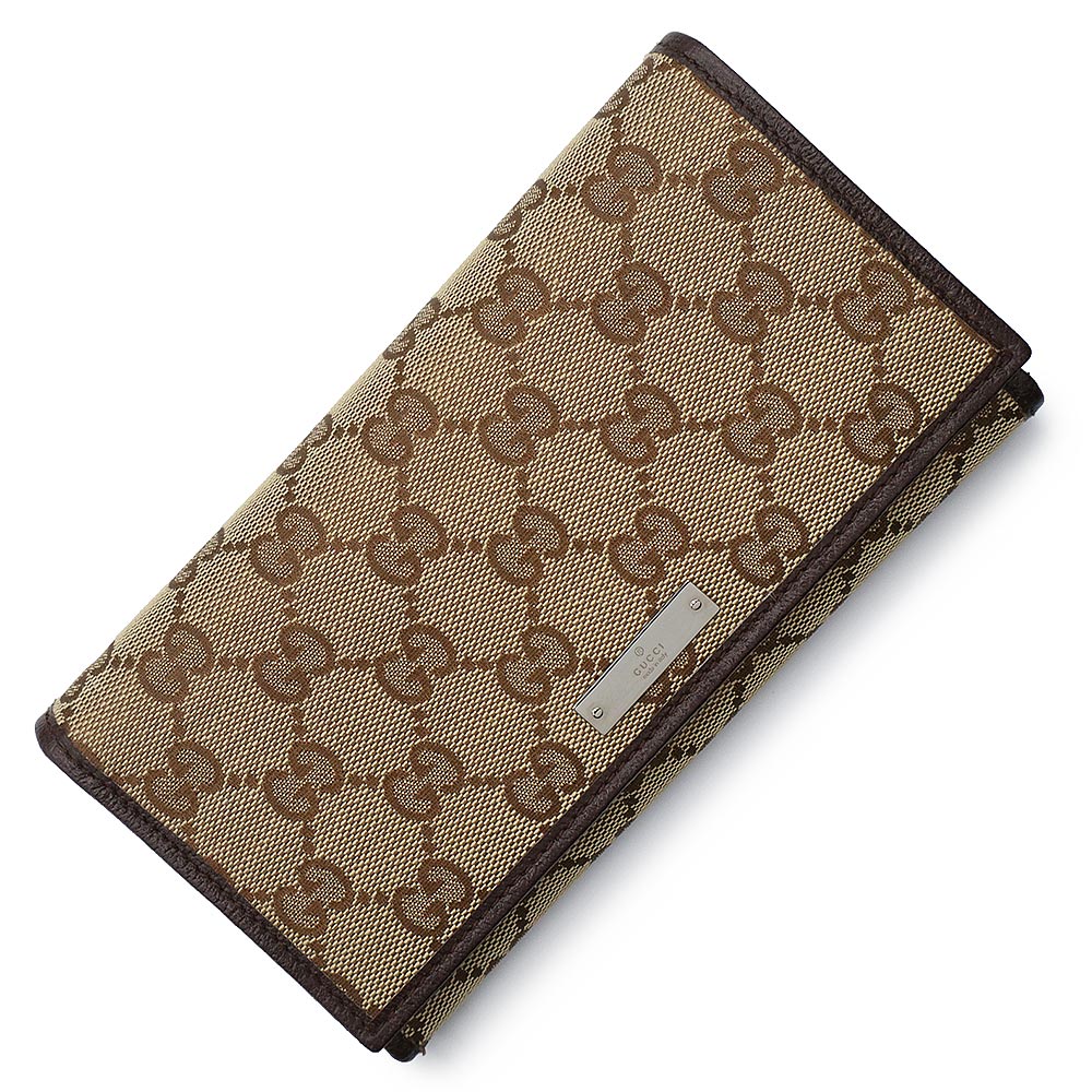 美品　グッチ　二つ折り財布　インターロッキングGG柄　キャンバス　レザー　茶色 楽天市場】【財布】GUCCI グッチ GGキャンバス インター