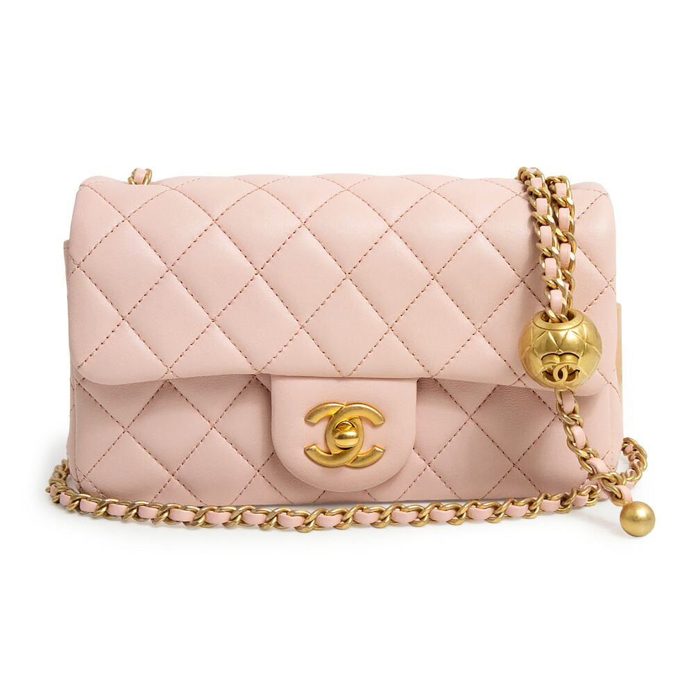 美品【シャネル】ラムスキンチェーンショッピングバッグゴールド CHANEL シャネル シャネル22 ミニハンドバッグ AS3980 ブラック