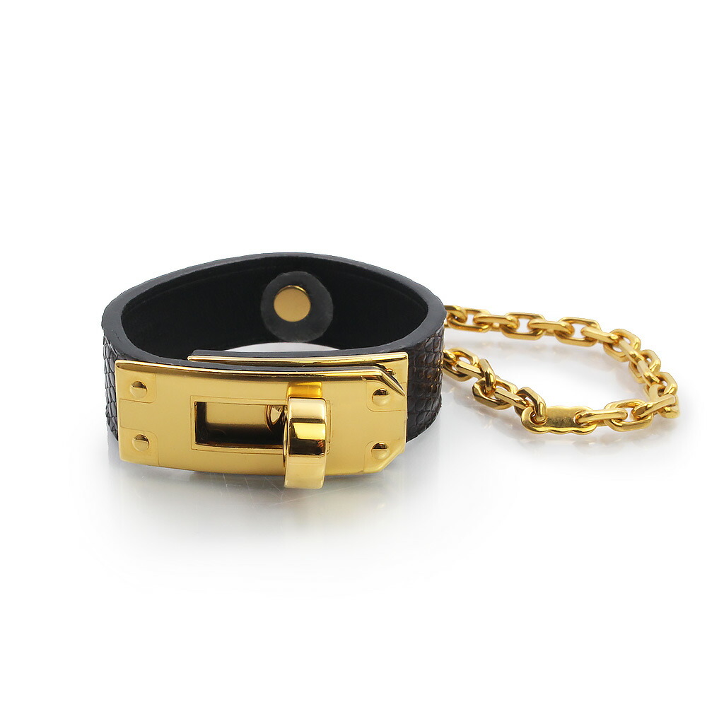 【新品・未使用品】エルメス HERMES ケリー グローブ 手袋 ホルダー リザード エキゾチックレザー ノワール ブラック 黒 ゴールド金具
