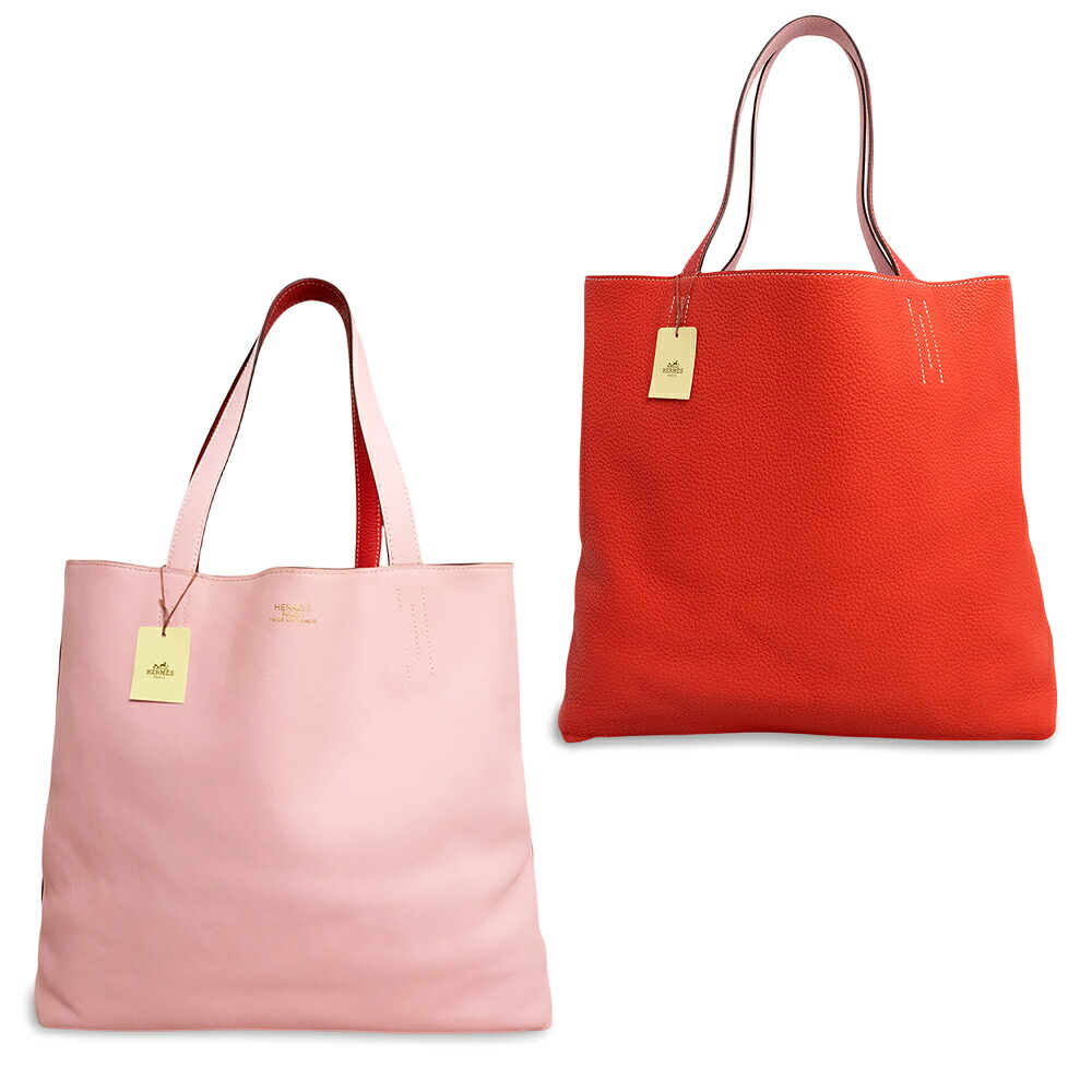 【美品】エルメス HERMES ドゥブルセンス 45 トートバッグ トリヨンクレマンス ヴォースイフト レザー ルージュピヴォワンヌ ローズサクラ レッド ピンク 赤 T刻印