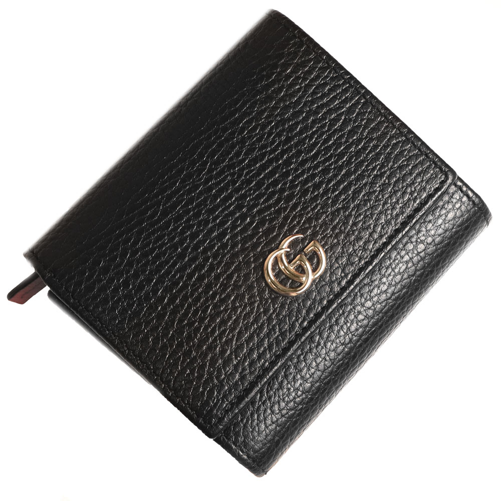 専用　鑑定済✨グッチ 二つ折り財布 マイクロシマ GG柄 コンパクト ブラック GUCCI グッチ 財布 レディース 2つ折り 折財布 コンパクト