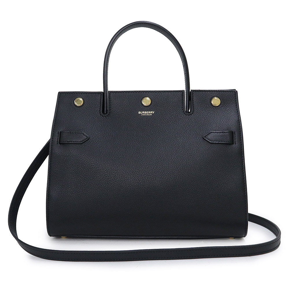 【未使用　展示品】バーバリー BURBERRY スモール レザー タイトルバッグ 2WAY ショルダー ハンドバッグ 斜め掛け カーフスキン ブラック 黒 ゴールド金具 8016788