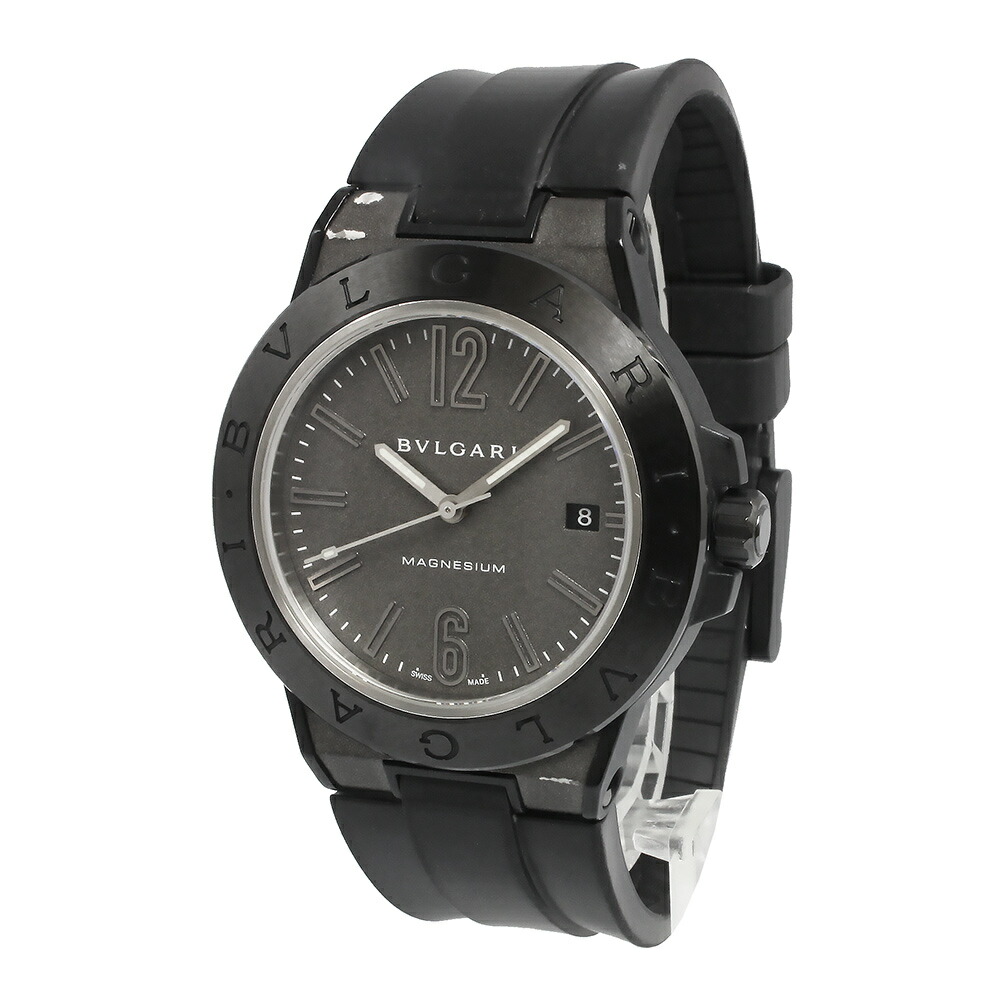 【中古】ブルガリ BVLGARI ディアゴノ 自動巻き 腕時計 ラバー マグネシウム ブラック グレー 102307 DG41C14SMCVD 箱付