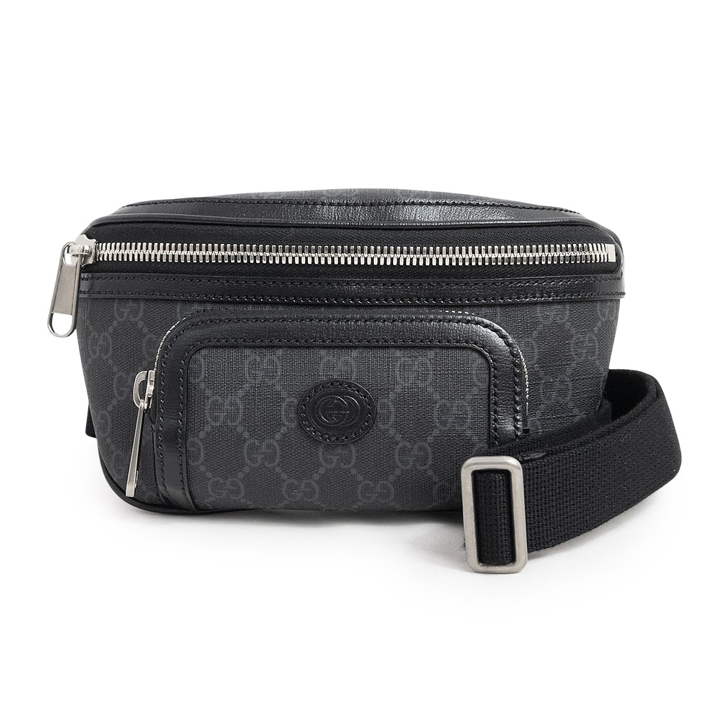 【新品・未使用品】グッチ GUCCI インターロッキングG 2WAY ベルト ウエスト ショルダー ボディバッグ 斜め掛け GGスプリームキャンバス ブラック シルバー金具 682933｜ブランドシティ　BrandCity 66,550円