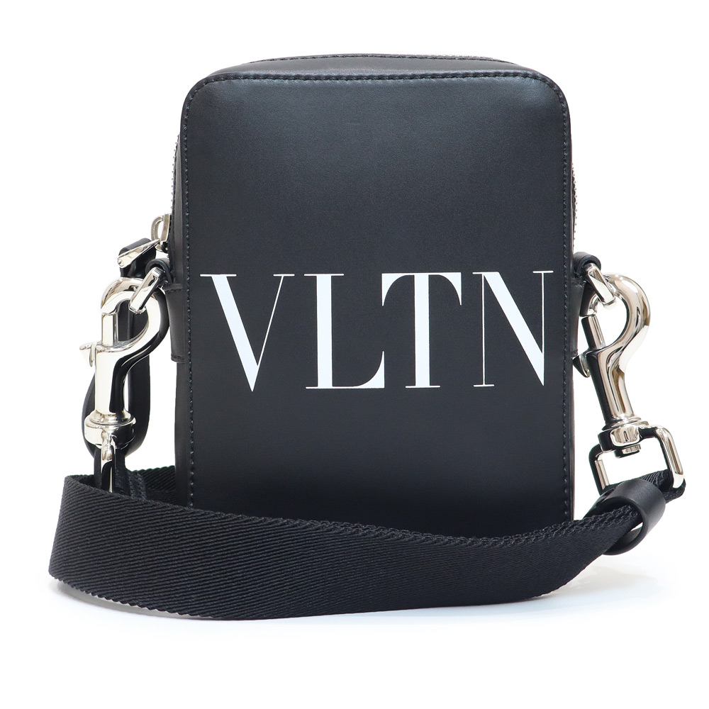【未使用　展示品】ヴァレンティノ ガラヴァーニ Valentino Garavani VLTN ショルダーバッグ 斜め掛け カーフスキン レザー ブラック ホワイト シルバー金具 1Y2B0943