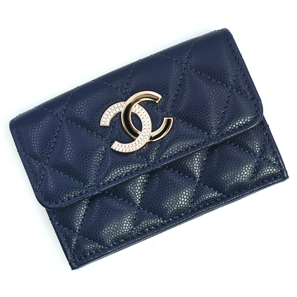 CHANEL/シャネル　三つ折り財布　マトラッセスモールフラップウォレット　紺 楽天市場】シャネル 折財布 レディース AP1789 三つ折り財布