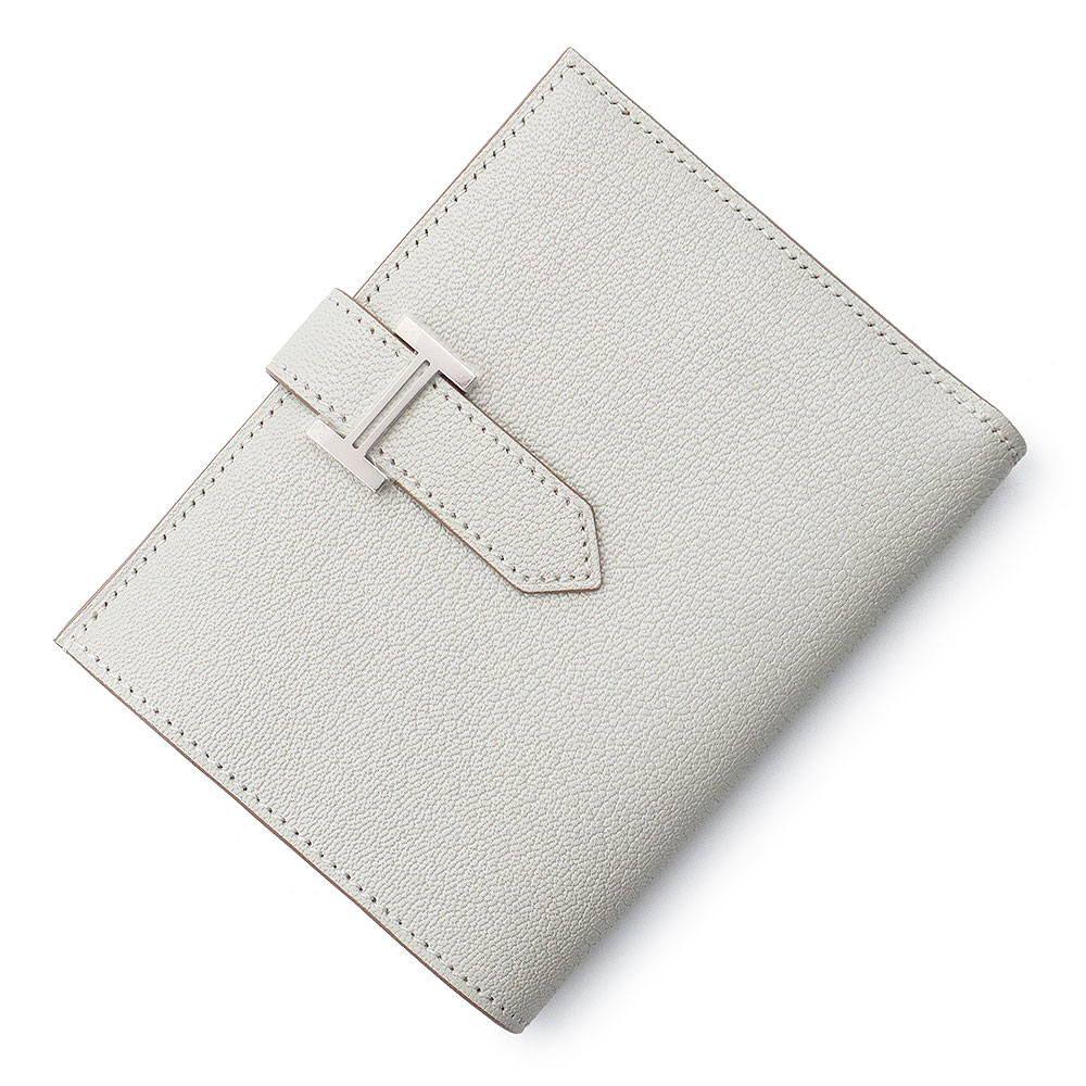 【美品】HERMES べアンコンパクト エトゥープ 二つ折り エルメス べアンコンパクト エトゥープ Etoupe エプソン (HERMES