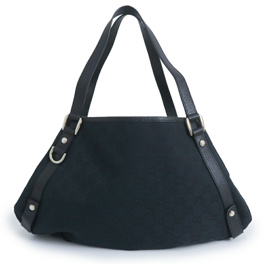 【中古】グッチ GUCCI アビー ハンドバッグ GGキャンバス カーフスキン レザー ブラック ライトゴールド金具 130736 42,900円