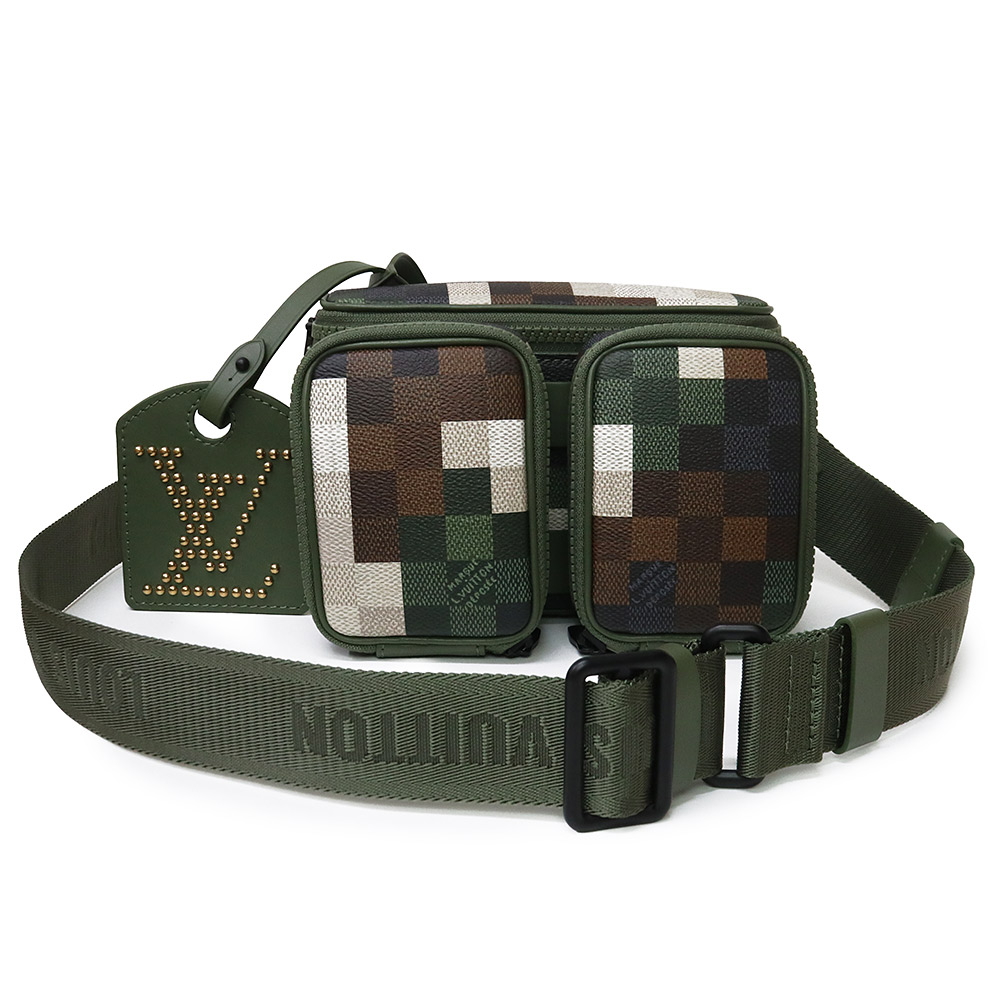 【新品・未当て嵌める品】ルイ ヴィトン LOUIS VUITTON LV トレイル ウェアラブル ウォレット ファレル ウィリアムス 肩肉 上半身御徒面子 曲がった掛け 偽装 ダモフラージュキャンバス カーフスキンレザー 緑であること カーキ 黒いこと金具 M83169