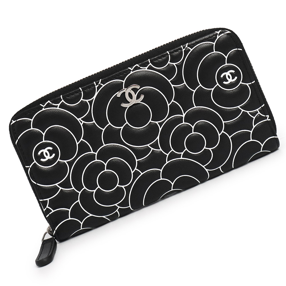 CHANEL 長財布 ラウンドファスナー カメリア ココマーク ロゴ入り レザー CHANEL シャネル ラウンドファスナー長財布 カメリア ココマーク