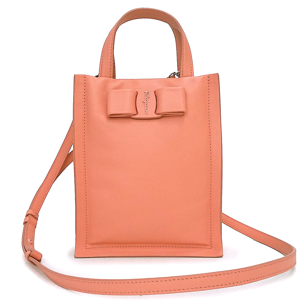 【新品・未使用品】サルヴァトーレフェラガモ Salvatore Ferragamo VIVA MINI ビバ ミニ 2WAY ショルダー ハンドバッグ 斜め掛け ヴァラ リボン カーフスキン レザー ピンク シルバー金具 21 2988 51,480円