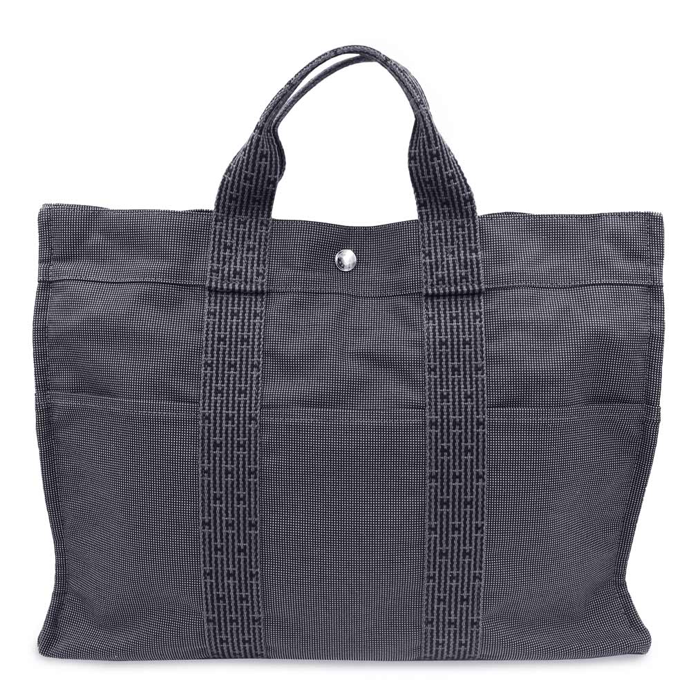 【美品】エルメス HERMES エールライン トート MM ハンドバッグ キャンバス グレー シルバー金具 38,610円