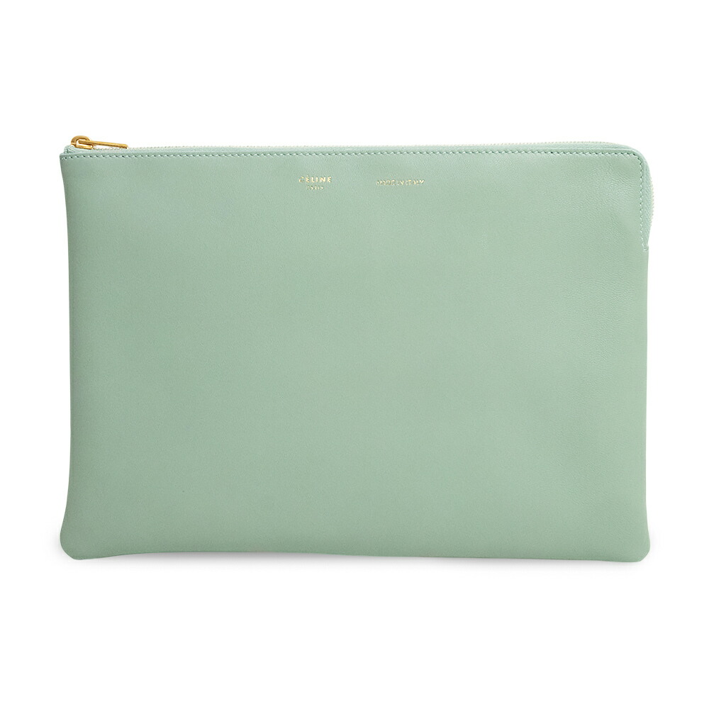 【未使用　展示品】セリーヌ CELINE ソロ クラッチポーチ クラッチバッグ ラムスキン レザー celedon セラドン ダークミントグリーン ゴールド金具 104003A9Q｜ブランドシティ　BrandCity