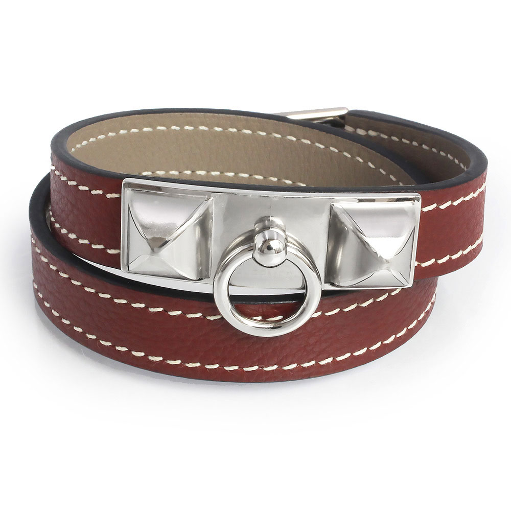 い*み様 【超美品】エルメス　HERMES PARIS レザーブレスレット　本革 レザーブレスレット 《コリエ・ド・シアン》 - ベージュ