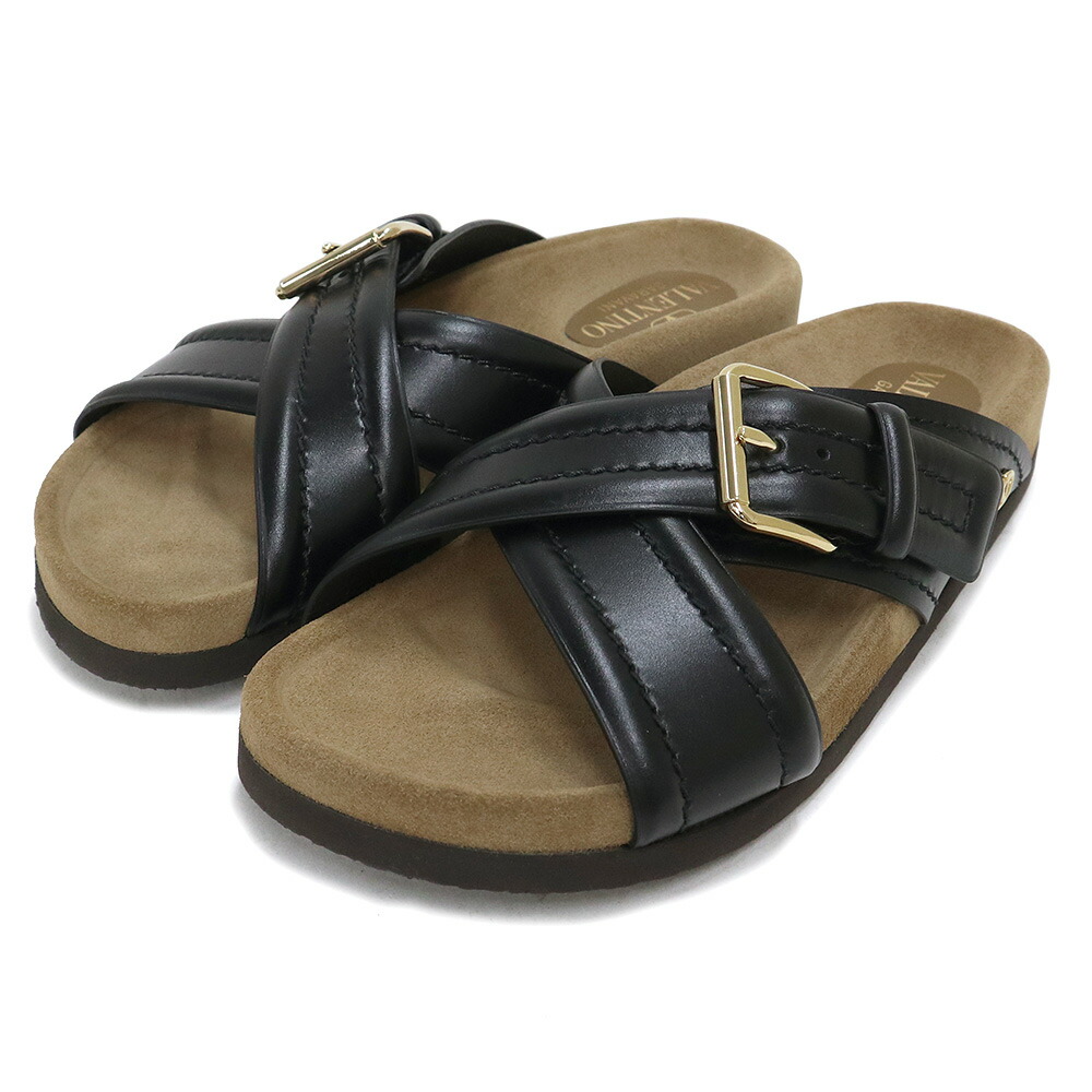 ヴァレンティノ スタッズ付きウェッジサンダル　37 関送込】VALENTINO ロックスタッズ レザー ウェッジ サンダル