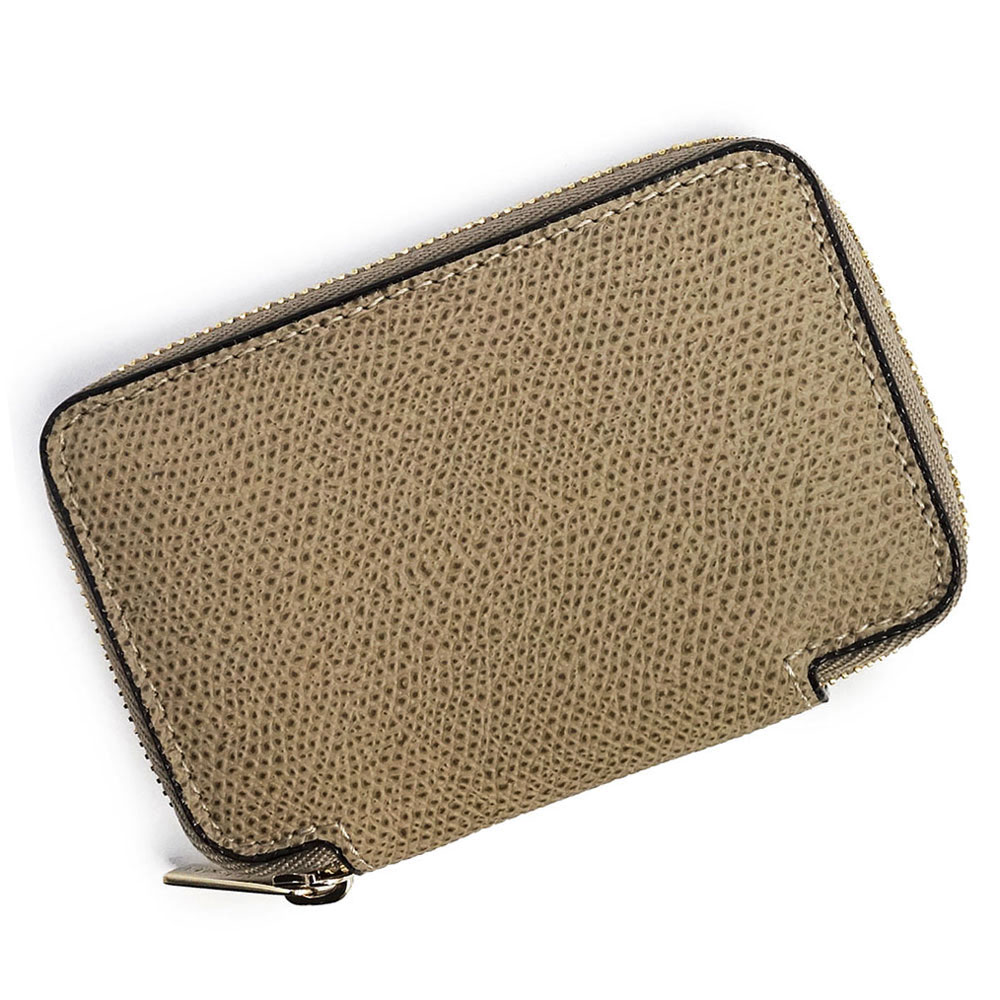 【未使用　展示品】ヴァレクストラ Valextra ラウンドジップ ミニウォレット コインケース 小銭入れ 財布 ソフトカーフスキン レザー オイスターグレー ゴールド金具 SGZA0007028LOCCP99MO 箱付