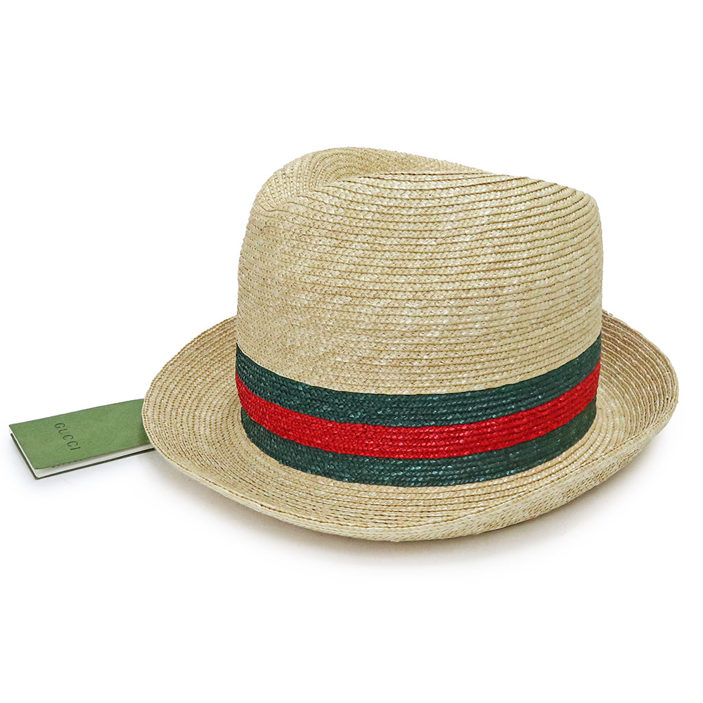 【ほぼ未使用美品】Gucci グッチ ボーラーハット 麦わら帽子 楽天市場】【アパレル】GUCCI グッチ ウェブ シェリーライン ストロー