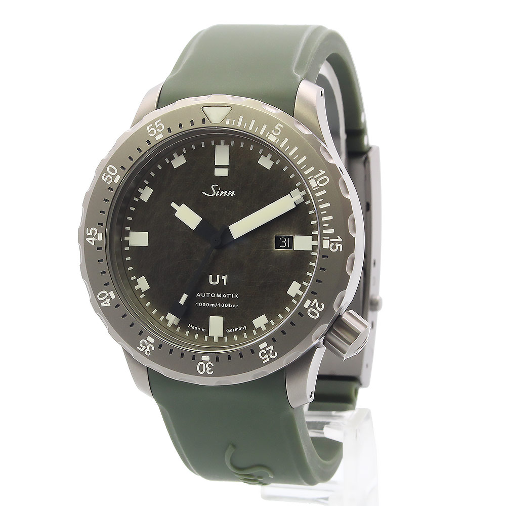 【美品】ジン Sinn U1.DS ダイバーズウォッチ 世界限定500本 自動巻き 腕時計 ラバー Uボート スチール シルバー グリーン 1010.0351 保証付き｜ブランドシティ　BrandCity
