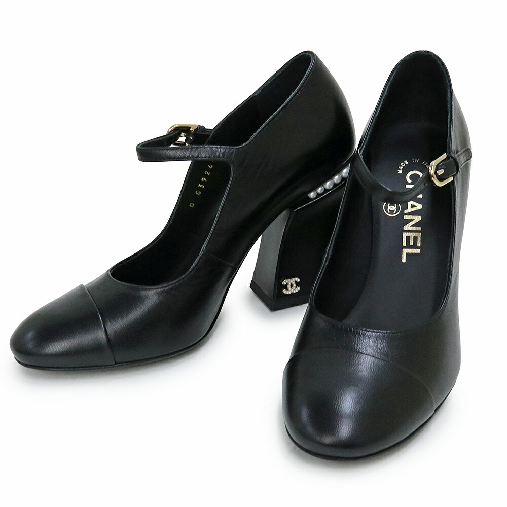 【極美品】シャネル　CHANEL 黒　パンプス 35 22.5 リボン付き 大人ガーリーな足元に☆ベロアで上品 CHANEL リボンパンプス (CHANEL